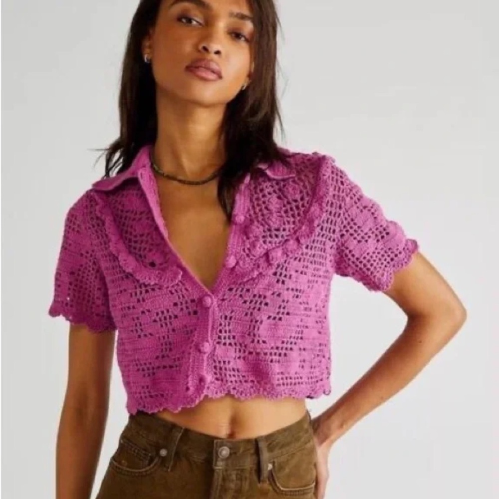 Free People Rosarita Crochet Top Size XS
